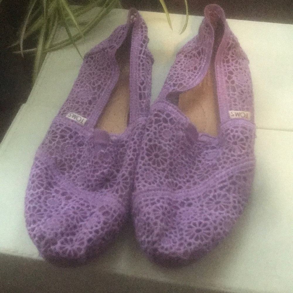 Barley worn purple crochet toms